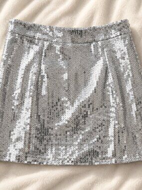 Blue B Silver Sequin Mini Skirt